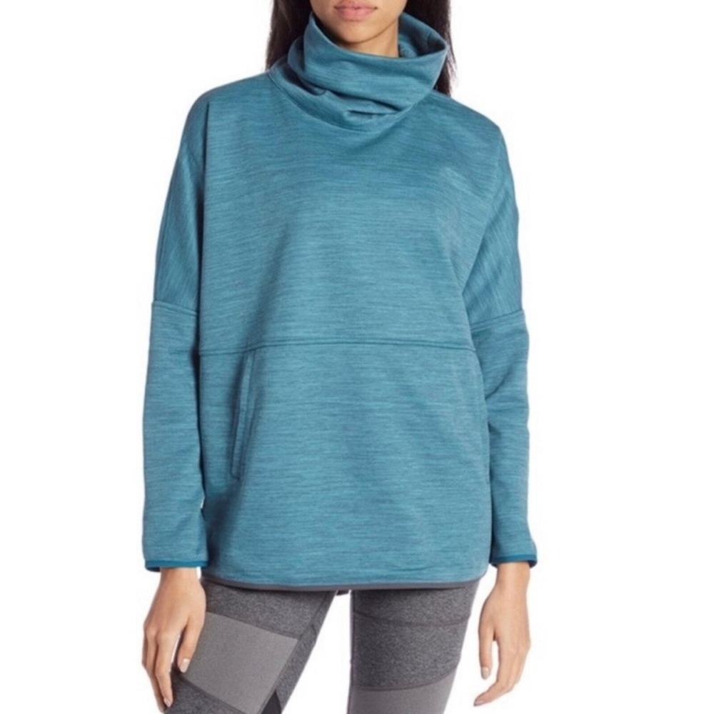 The North Face Womens Pullover Tunic Sweatshirt Teal‎ Blue Funnel Neck XS